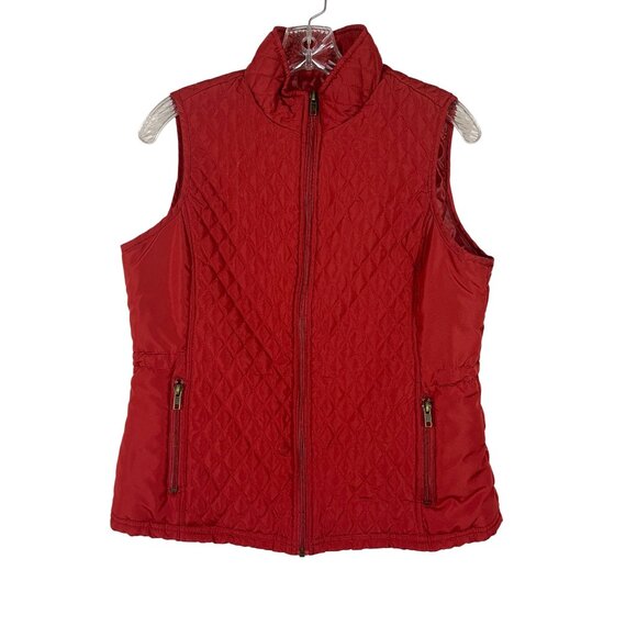 Relativity Womens Quilted Vest Medium Petite Polyester Sleeveless Burnt Orange - Picture 1 of 6